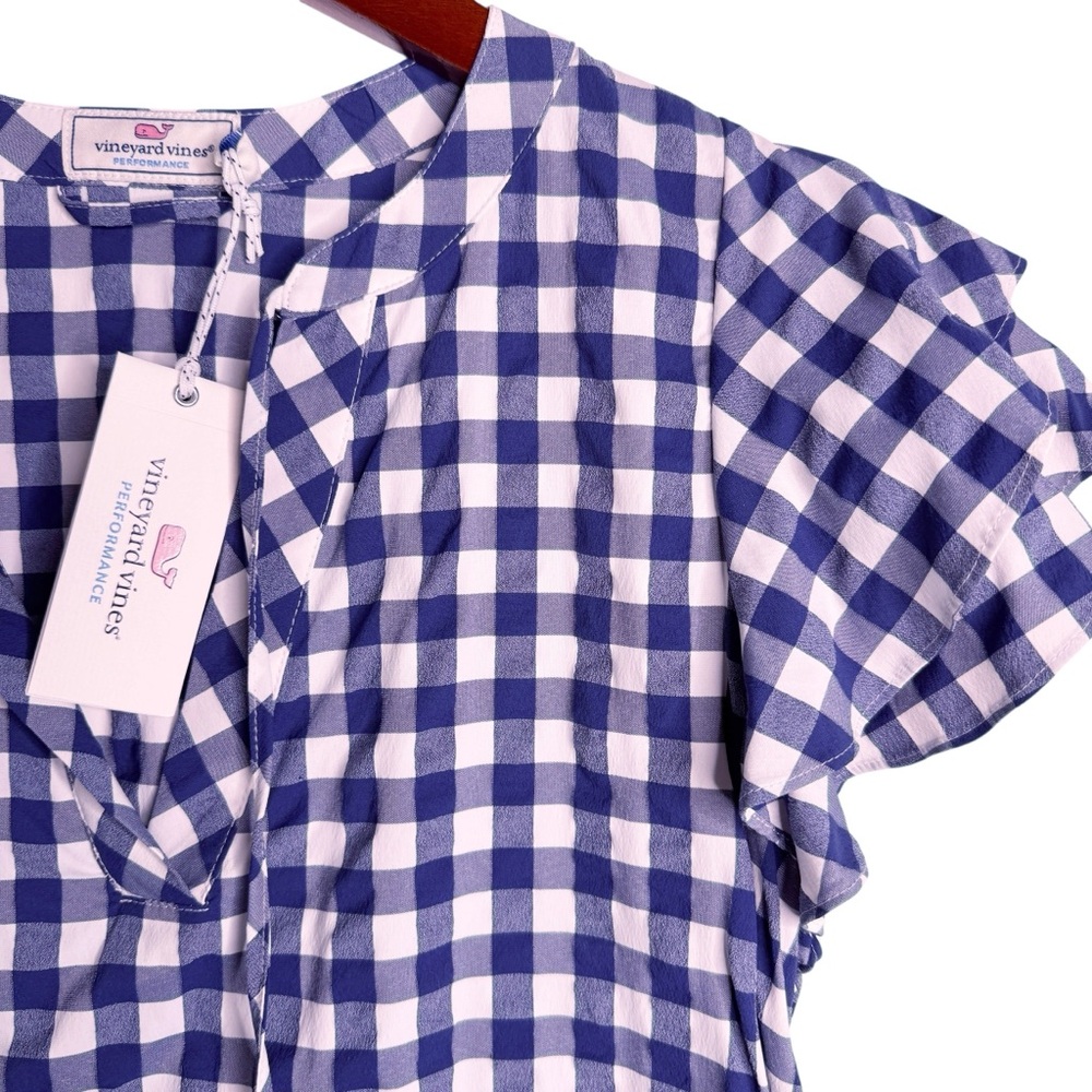 VINEYARD VINES NWT Harbor Gingham Dress Size XS in Deep Bay Blue - Picture 3 of 13